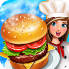 Burger mit Café-Essen-Spiel Zeichen