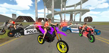 Simulador de ciclomotor de bicicleta vs de polícia