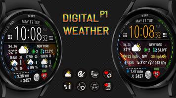 Digital Weather Watch face P1 الملصق