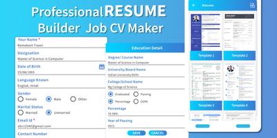 Professional Resume Builder - Job CV Maker Poster