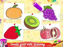 Drawing populer fruits for kid poster