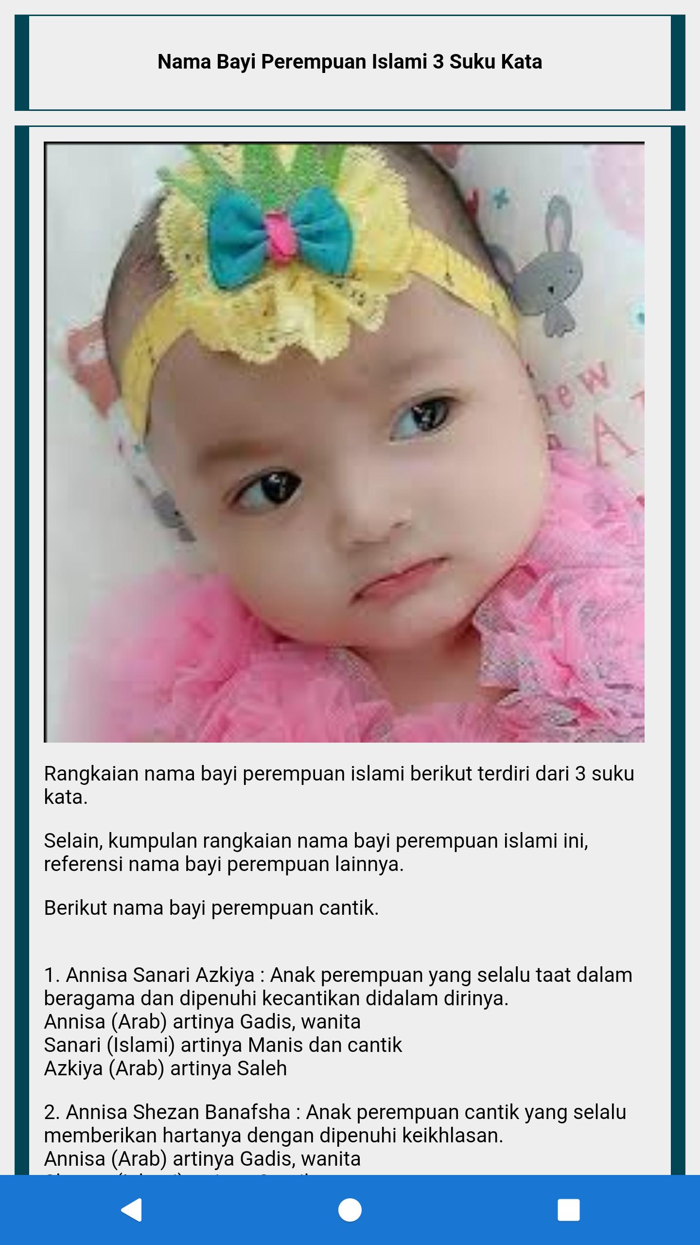 Rangkaian nama bayi perempuan islami 2021