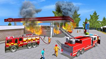 Poster gioco di guida di camion dei pompieri 2019 - Fire