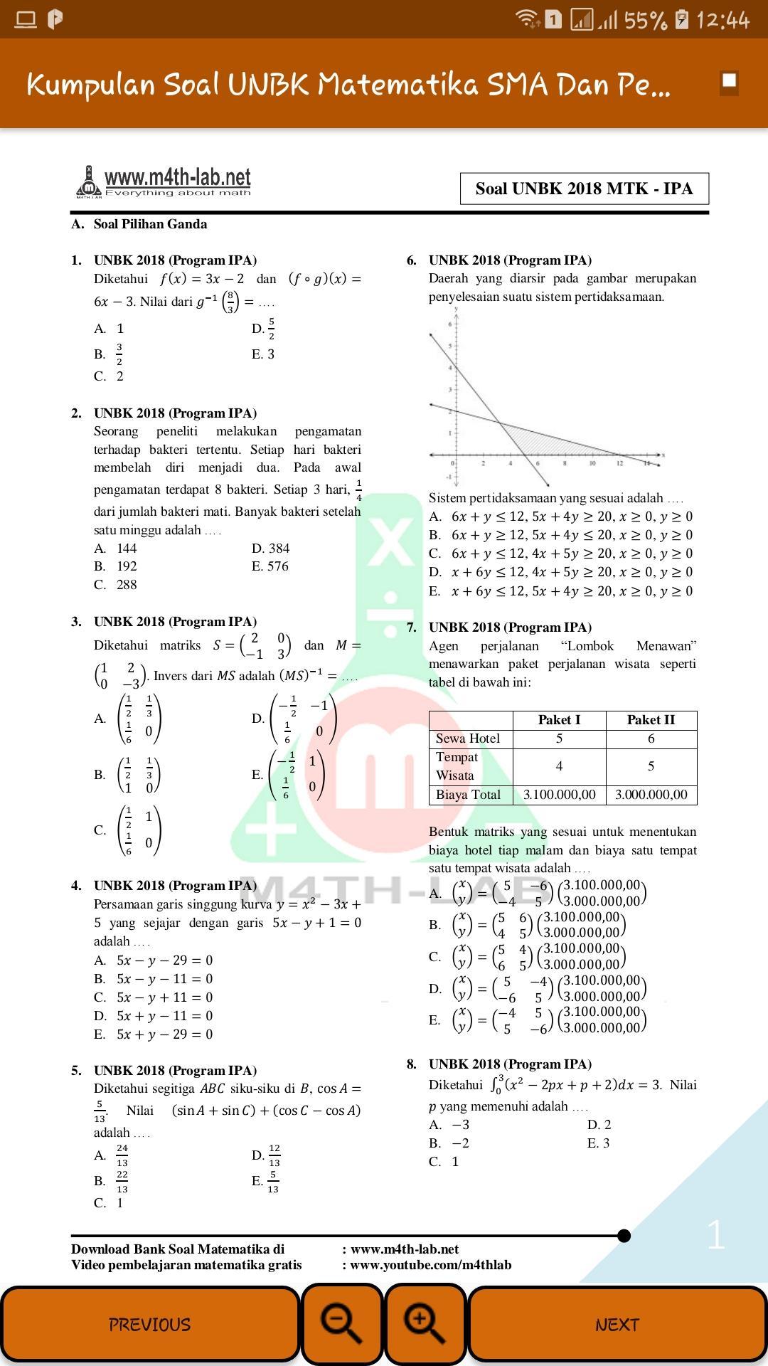Contoh Latihan Soal Soal Unbk Matematika Kelas 9 2018