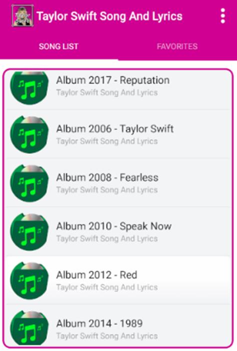 Taylor Swift Song And Lyrics For Android Apk Download
