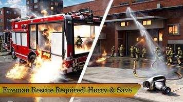 Firefighter Fire Truck Driving الملصق