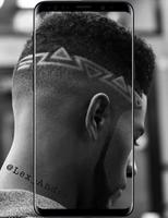 Black Men Line Hairstyle ポスター