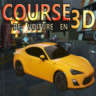 Course de voiture sport en 3D icône