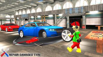 Stickman Car Mechanic Garage الملصق