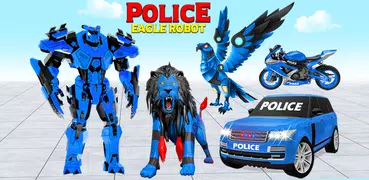 Police Eagle Robot Car Game 3d