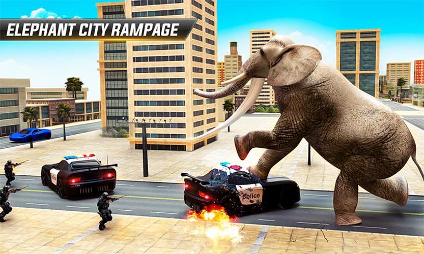 gajah yang  marah serangan kota game binatang  buas  for 