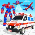 Flying ambulance air jet transform robot games