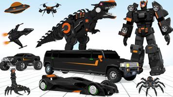 Limo Car Dino Robot Car Game Affiche