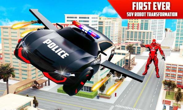 Flying Police SUV Robot Car Driving: Robot Games poster