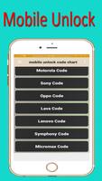 mobile  unlock code chart الملصق