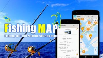 Pesca mapa de información Poster
