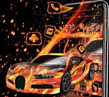 Luxury Burning Fire Car Theme Poster