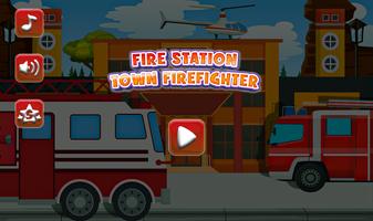 Poster Fire Station Town Firefighter
