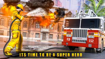 HQ Fire Truck Rescue Games 3D Cartaz