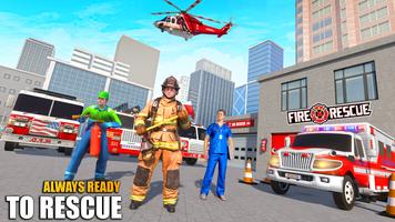 HQ Fire Truck Rescue Games 3D imagem de tela 1