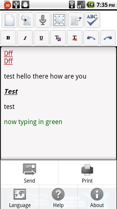 Hello test. Spell Checker. Green send. Check Edit.