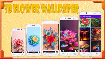 3D Flower Wallpaper Affiche