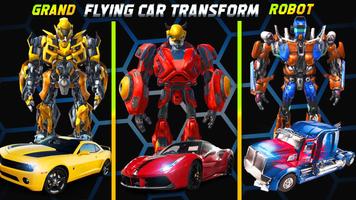 Flying car robot shooting games simulation 2020 poster