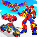 Flying Hawk Robot Transforming Car, Moto Bike Game