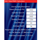 Scuba SAC RMV Calculator Zeichen