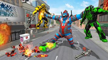 Gorilla Robot Hero Car Game. D poster