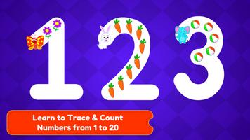 Poster Tracing Numbers 123 & Counting Game for Kids