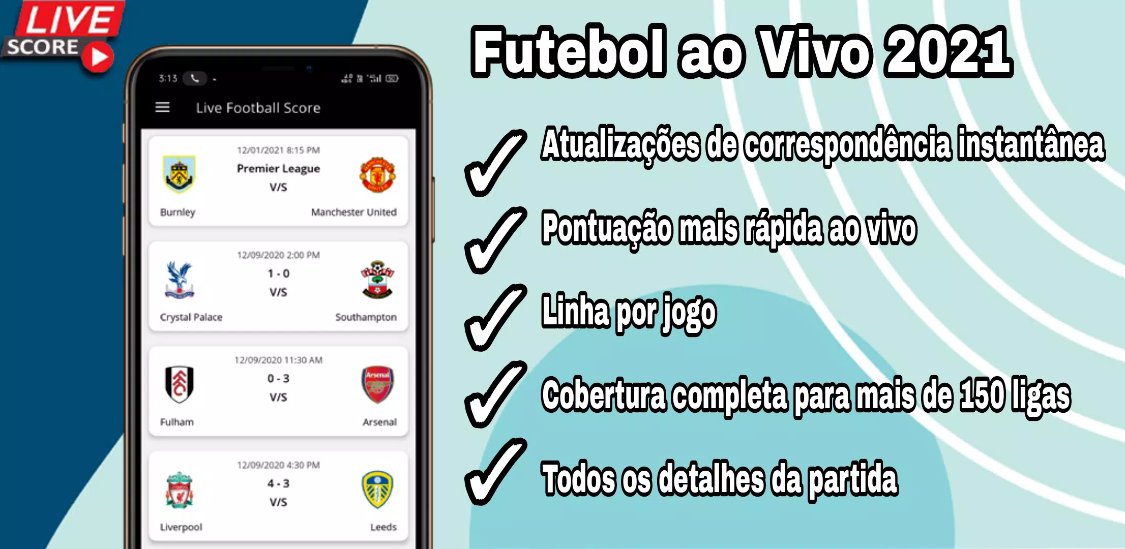 Jogos de futebol de 2022 na tela do smartphone futebol ao vivo
