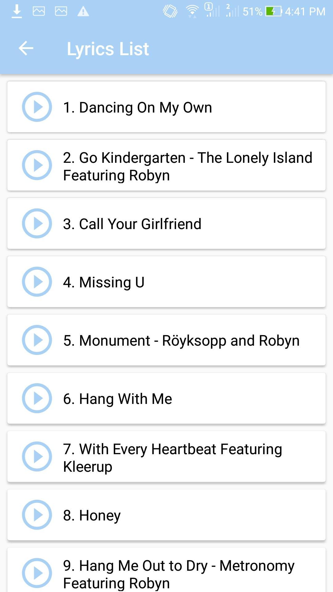 Robyn: Top Songs & Lyrics for Android - APK Download