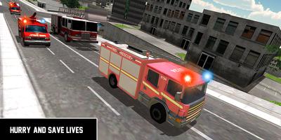 Heavy Ladder Fire Truck 2 City Rescue 2019 اسکرین شاٹ 1