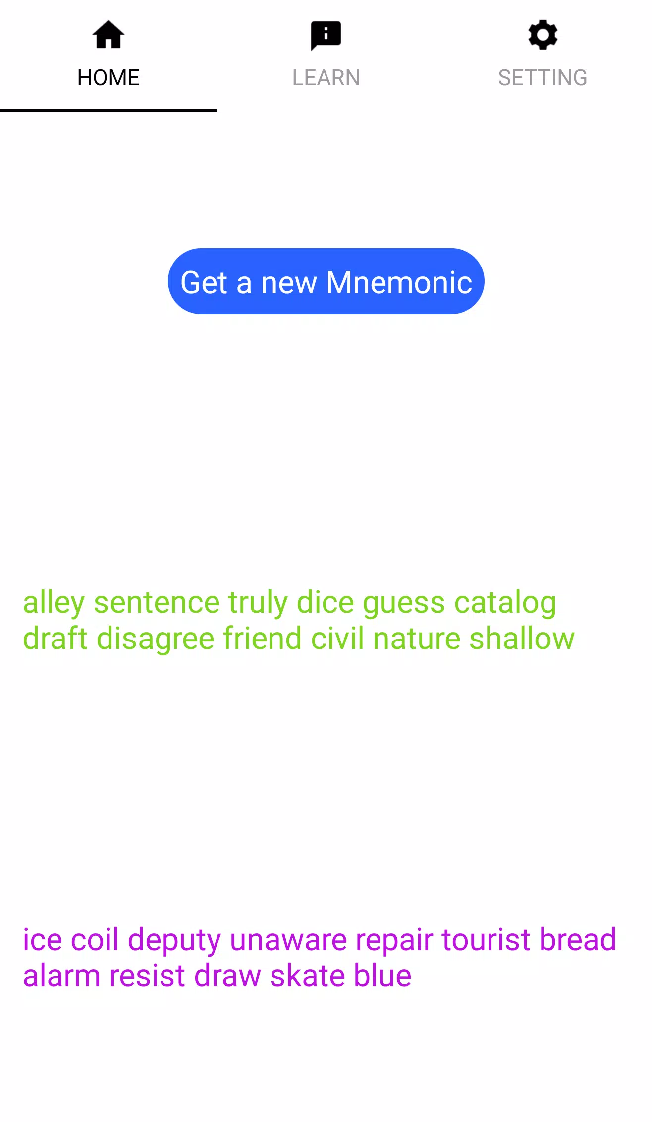 Mnemonic Phrase Generator - Se APK pour Android Télécharger