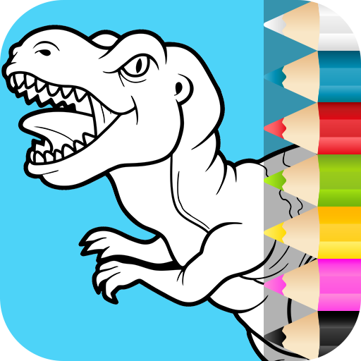 子供の色を塗る恐竜