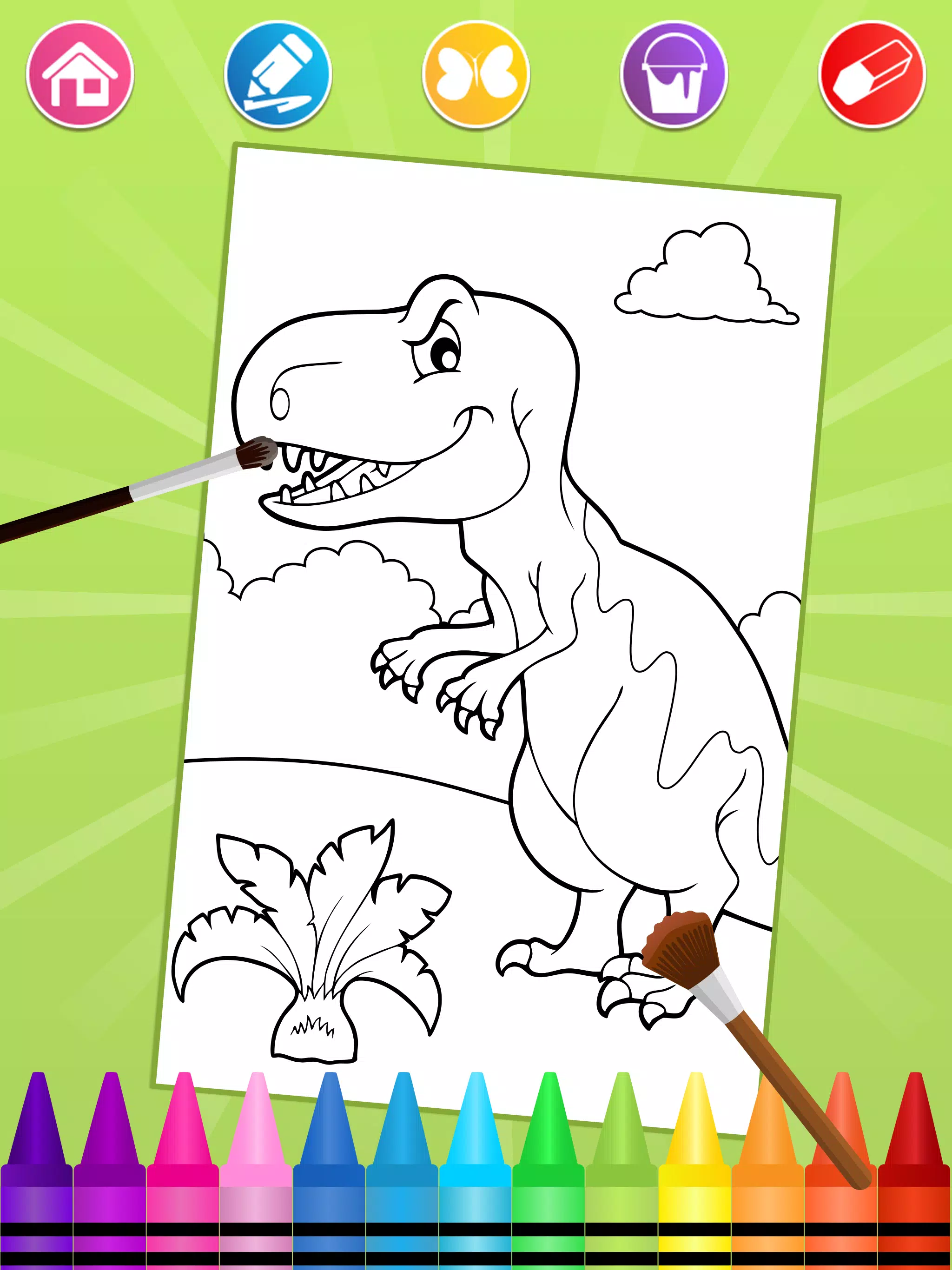 Dinossauro – Colorindo dinossauros - Cartoons for Kids – Aprenda a pintar  Tiranossauro Rex - T Rex 