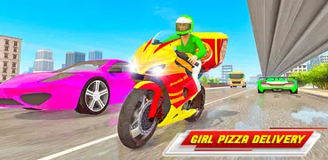 доставка пиццы на мотоцикле - еда для девочек