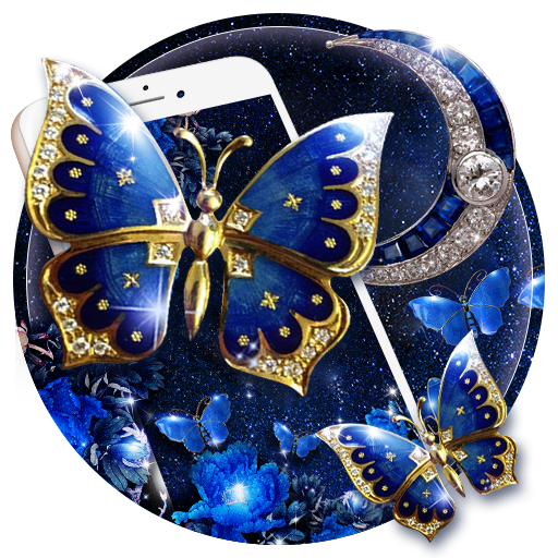 Blue Butterfly Glitter Live 3D Wallpaper Theme HD