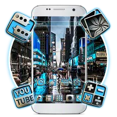 Blue Light City Launcher Theme Live HD Wallpapers
