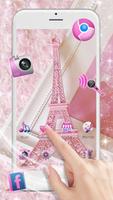 Pink Shiny Eiffel Paris Cartaz