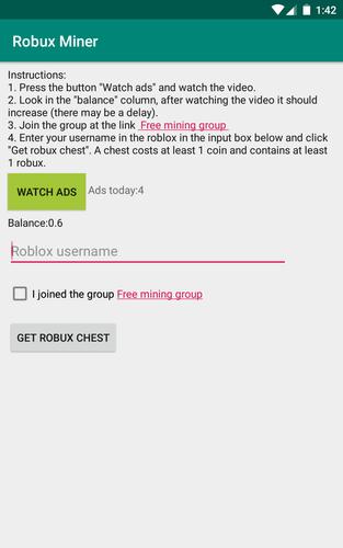 Robux Miner For Roblox For Android Apk Download - need robux watch this video