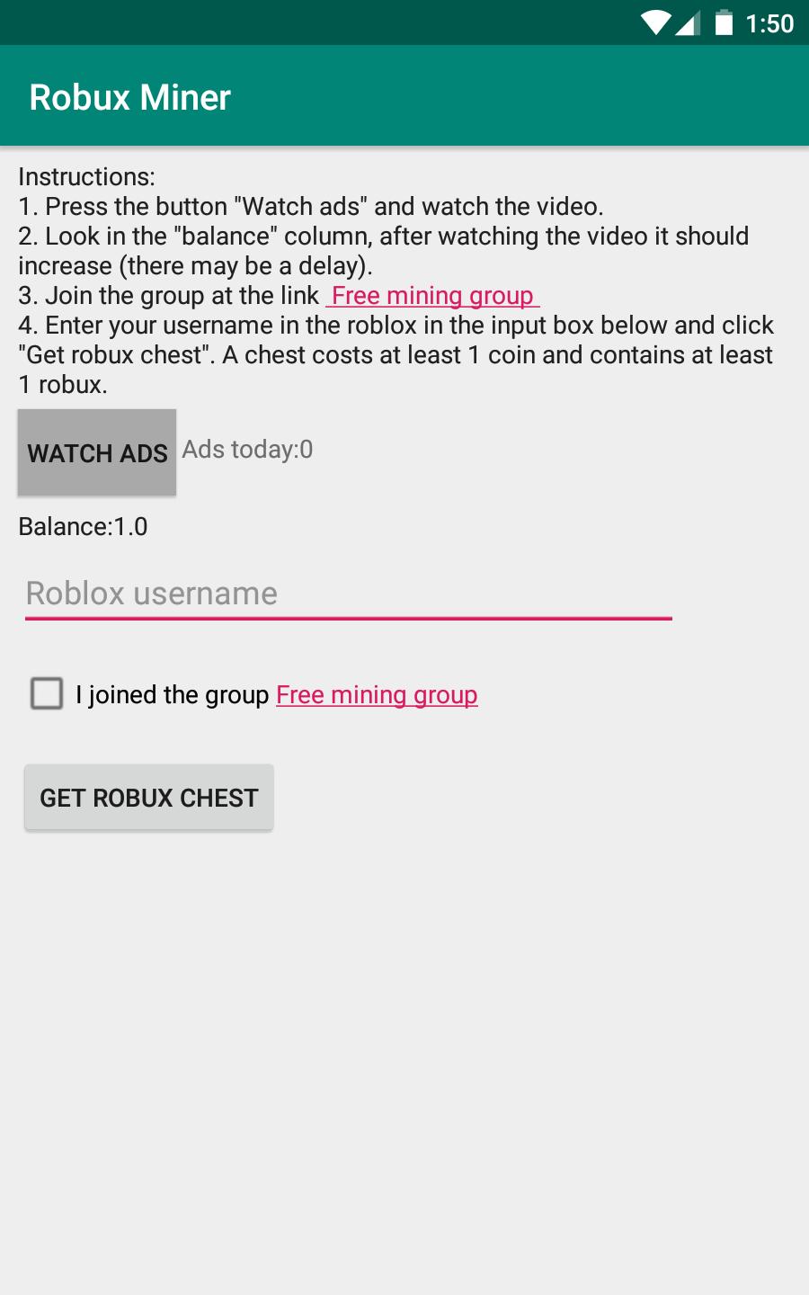 Robux Miner For Roblox For Android Apk Download - how to get robux ads