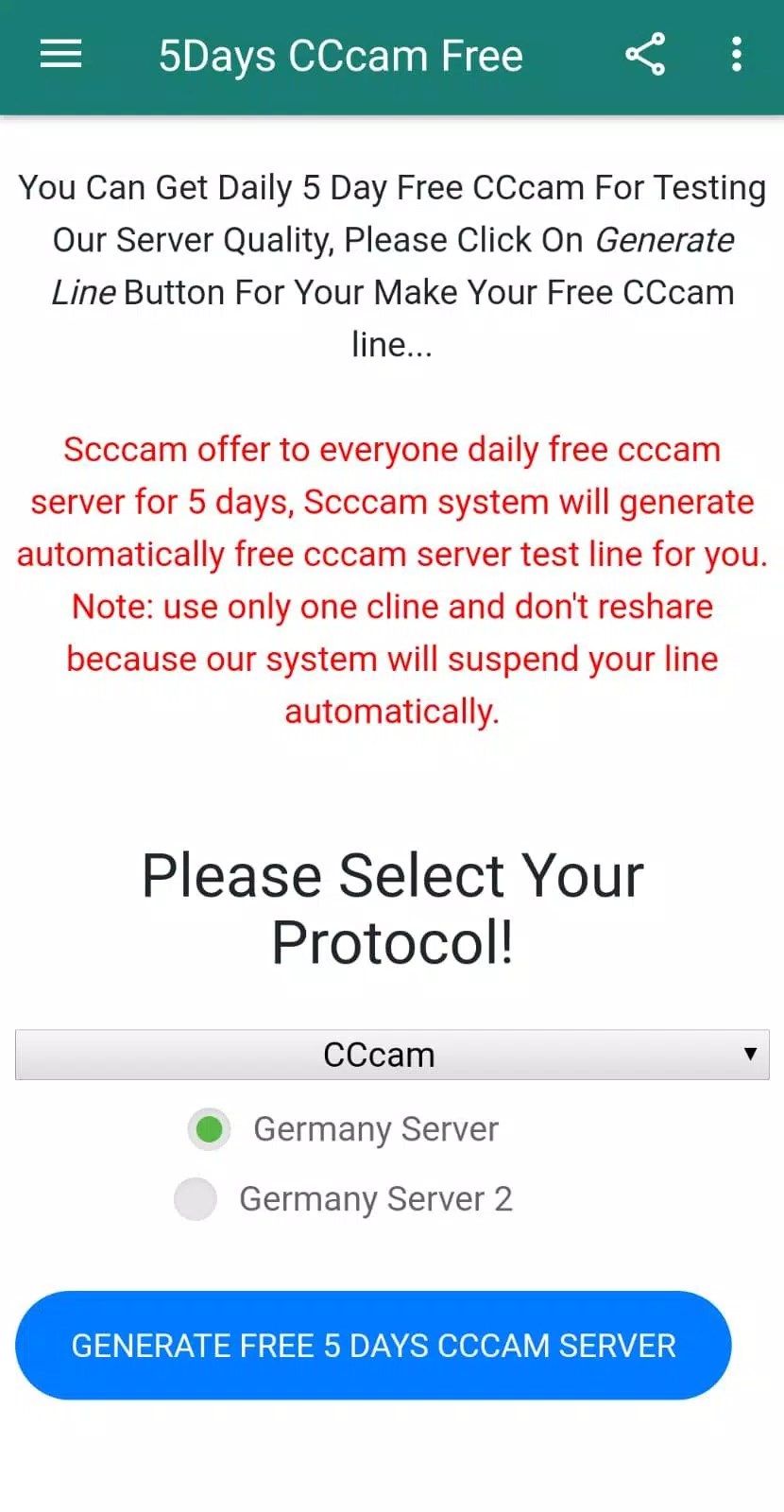5 Days Free CCcam - Free CCcam Server Generator安卓版应用APK下载