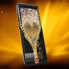 Gold Zipper Lock Screen XAPK download