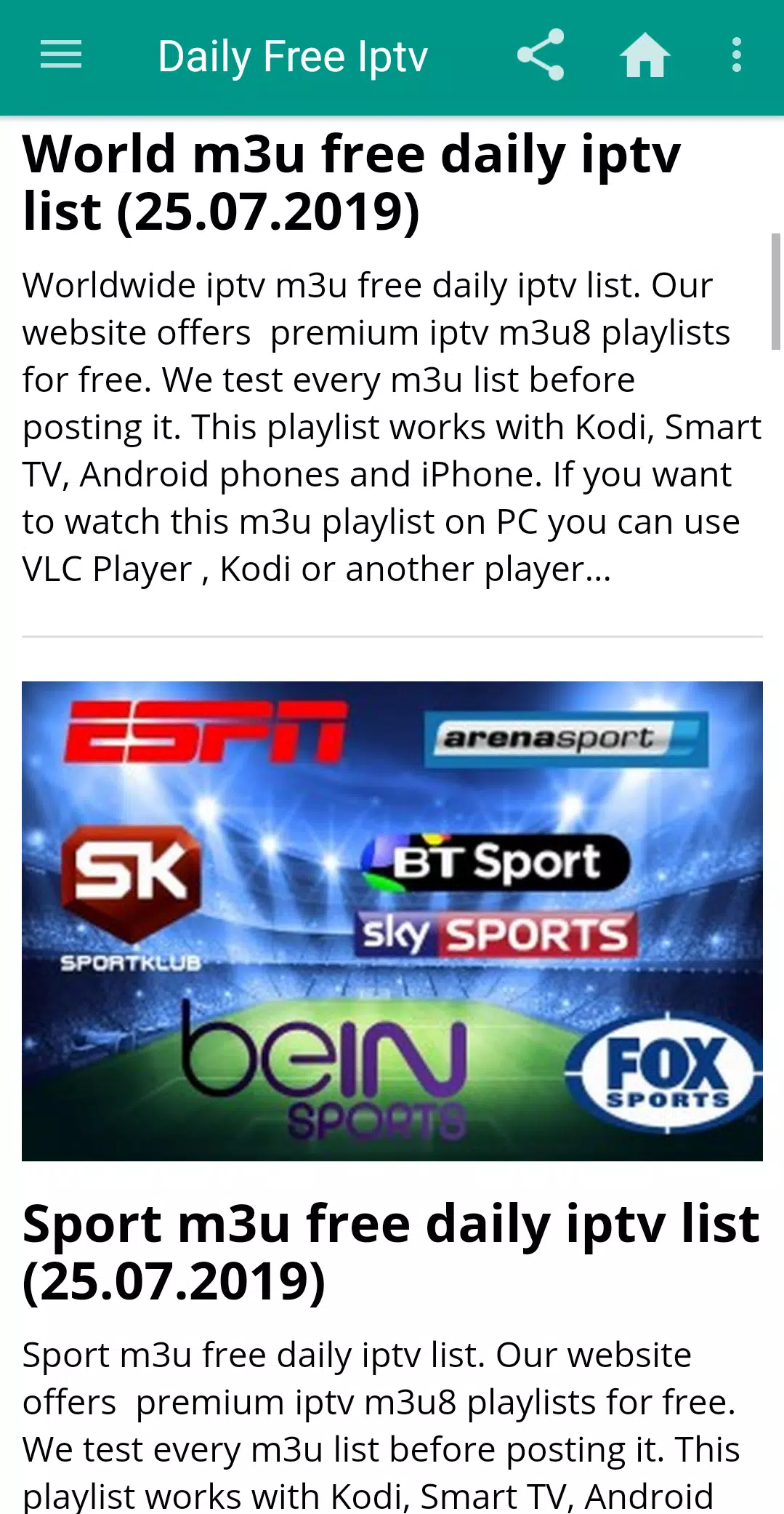 Daily Free IPTV - Free M3U Link List 2020 APK per Android Download