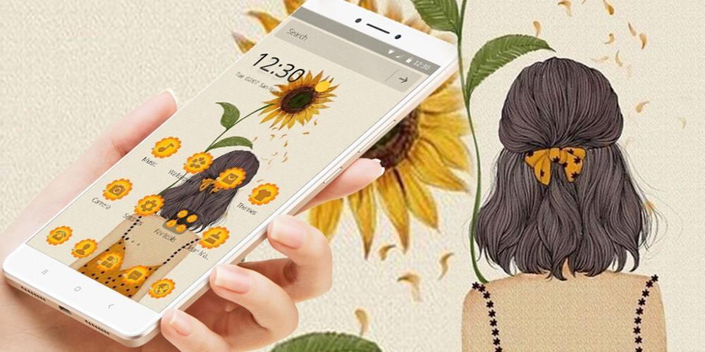 Beauty Yellow Sunflower Girl Wallpaper Theme For Android Apk Download - sunflower roblox girl