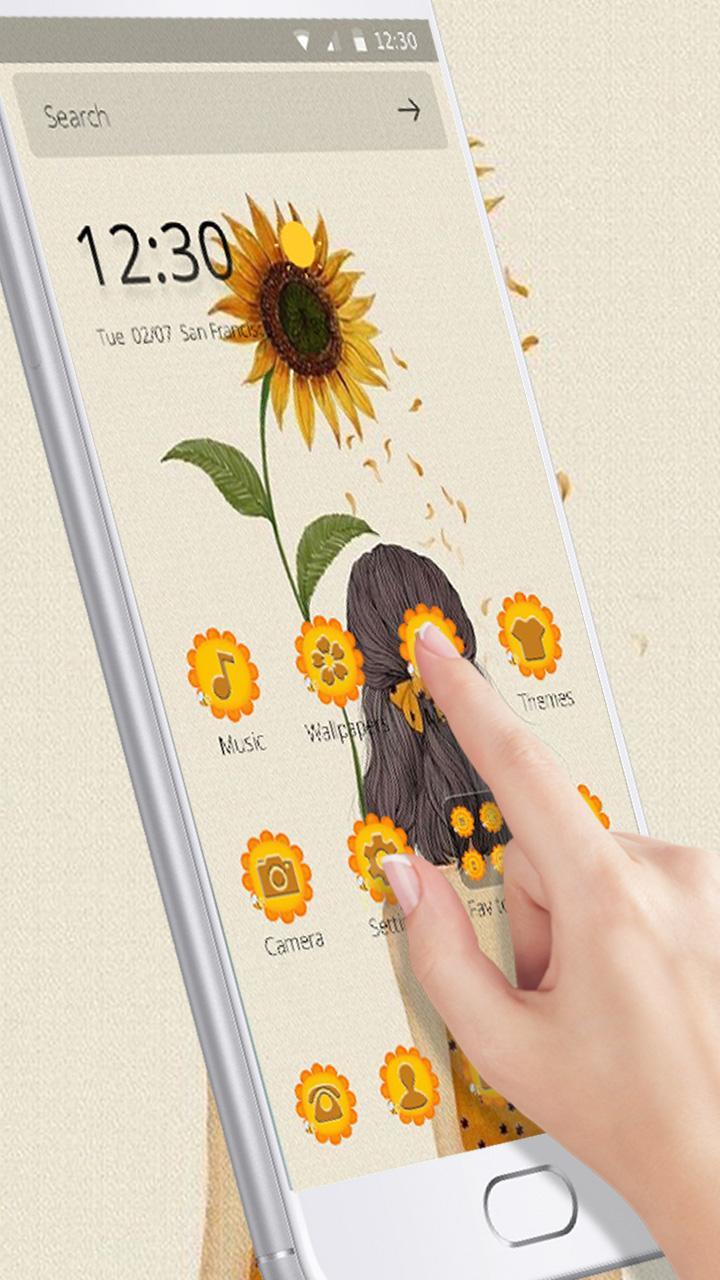 Beauty Yellow Sunflower Girl Wallpaper Theme For Android Apk Download - sunflower roblox girl