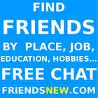 Friends Free Chat. Find by Place, Job, Hobbies... icône