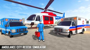 Ambulance Driver City Rescue Helicopter Simulator पोस्टर